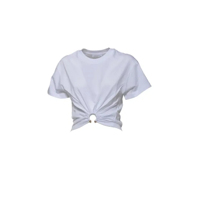Rabanne Piercing 23AJTO539CO0485 t-shirt cropped bianca