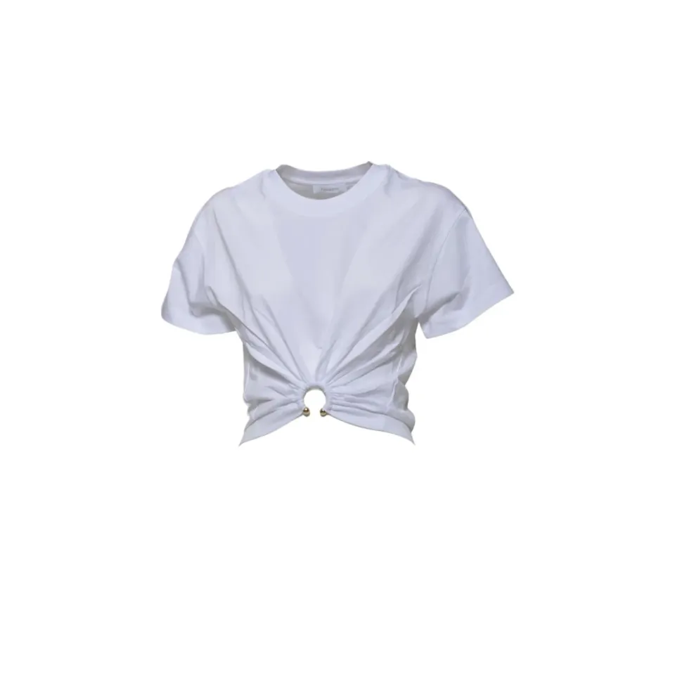 Rabanne Piercing 23AJTO539CO0485 t-shirt cropped bianca