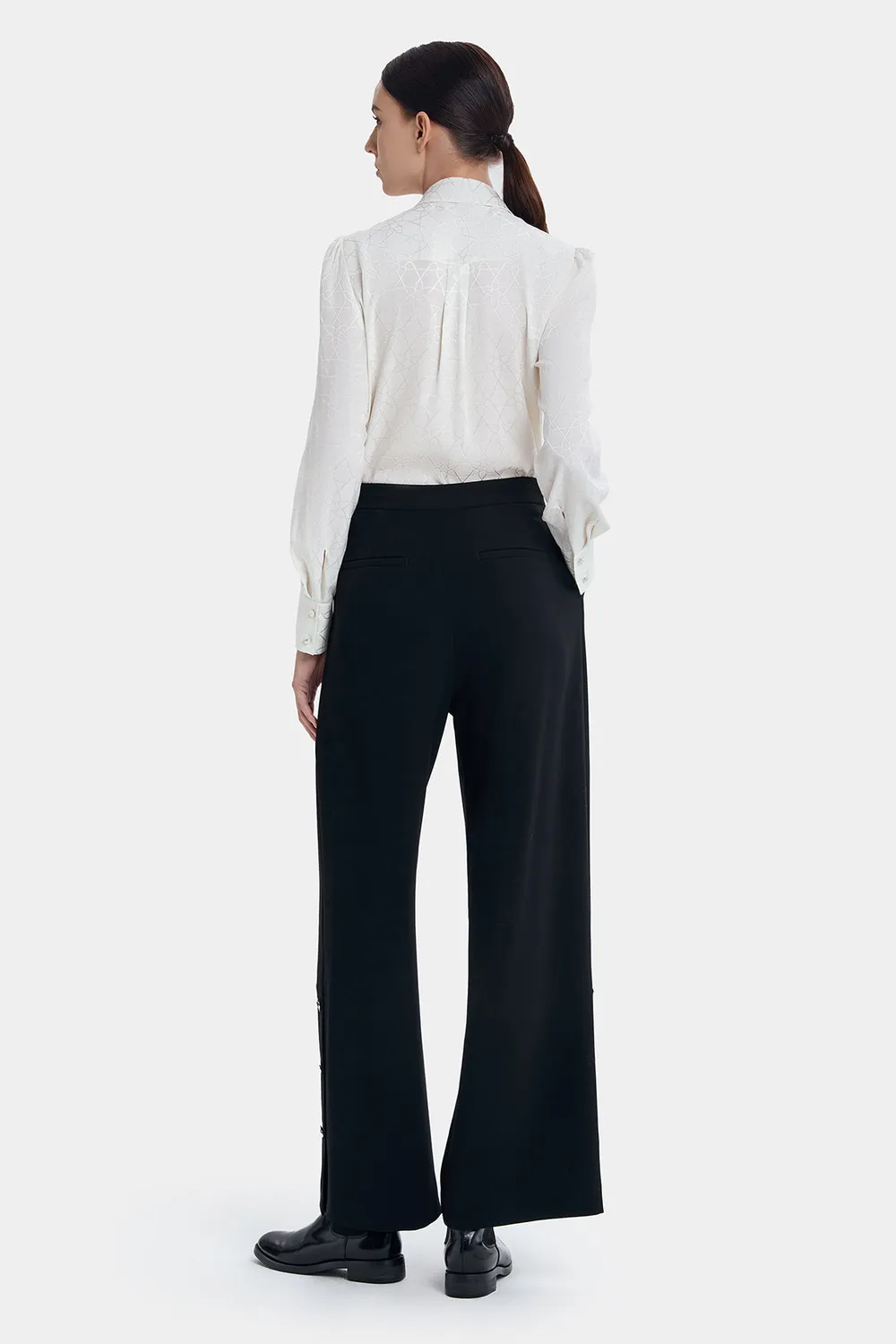 Ports Chic Black Ribbon camicia crema in seta