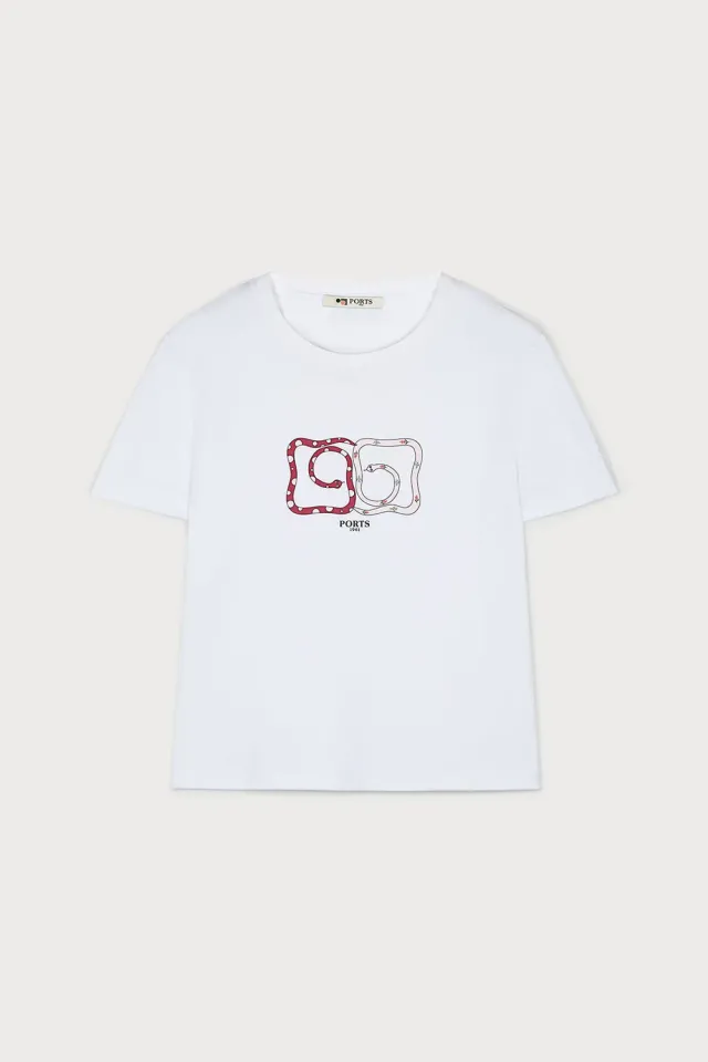 PORTS 1961 Infinity t-shirt bianco sporco tweed logo