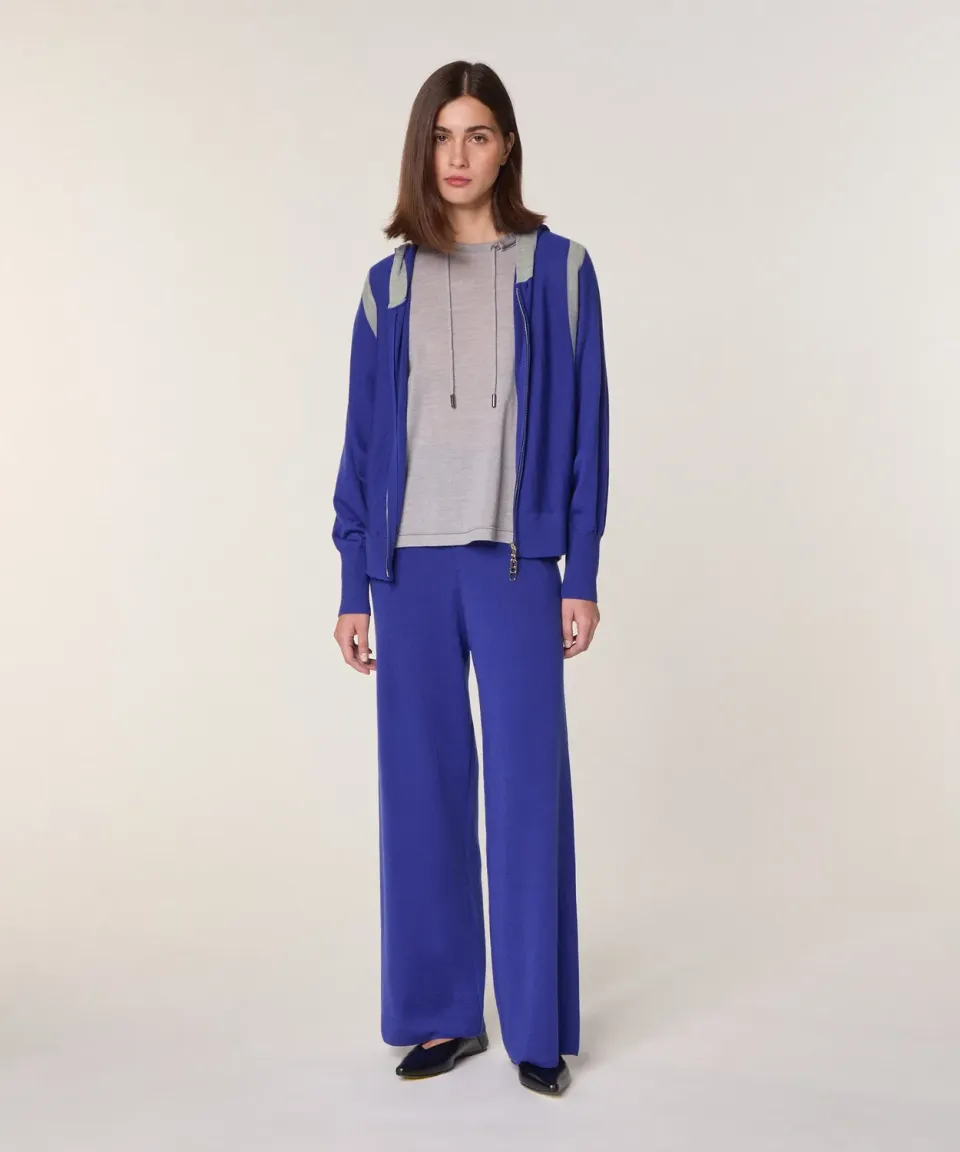 Rodier Gilet cappuccio merino Blu Oltremare taglia L