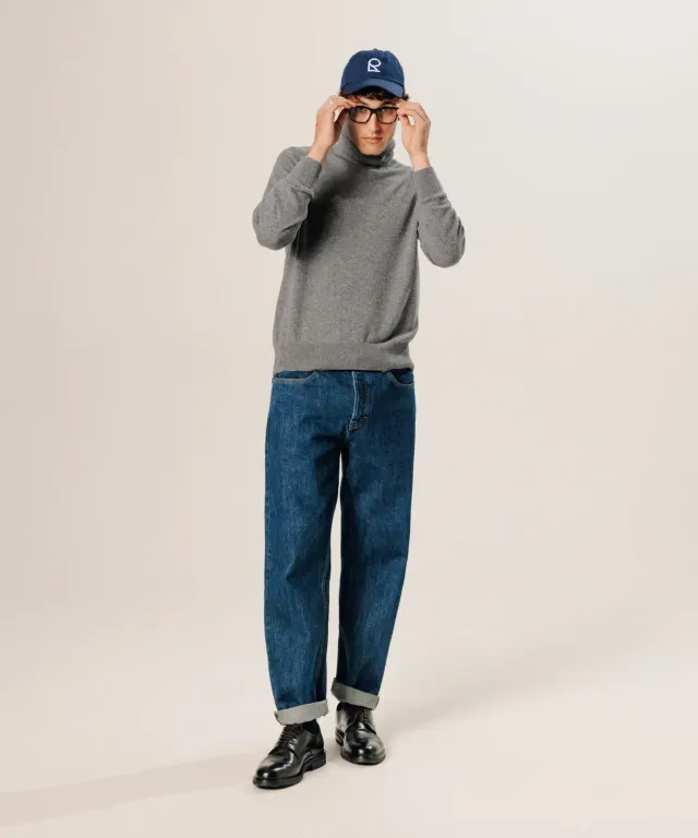 Rodier Maglia Dolcevita Cashmere Uomo Grigio Medio 100% Cashmere