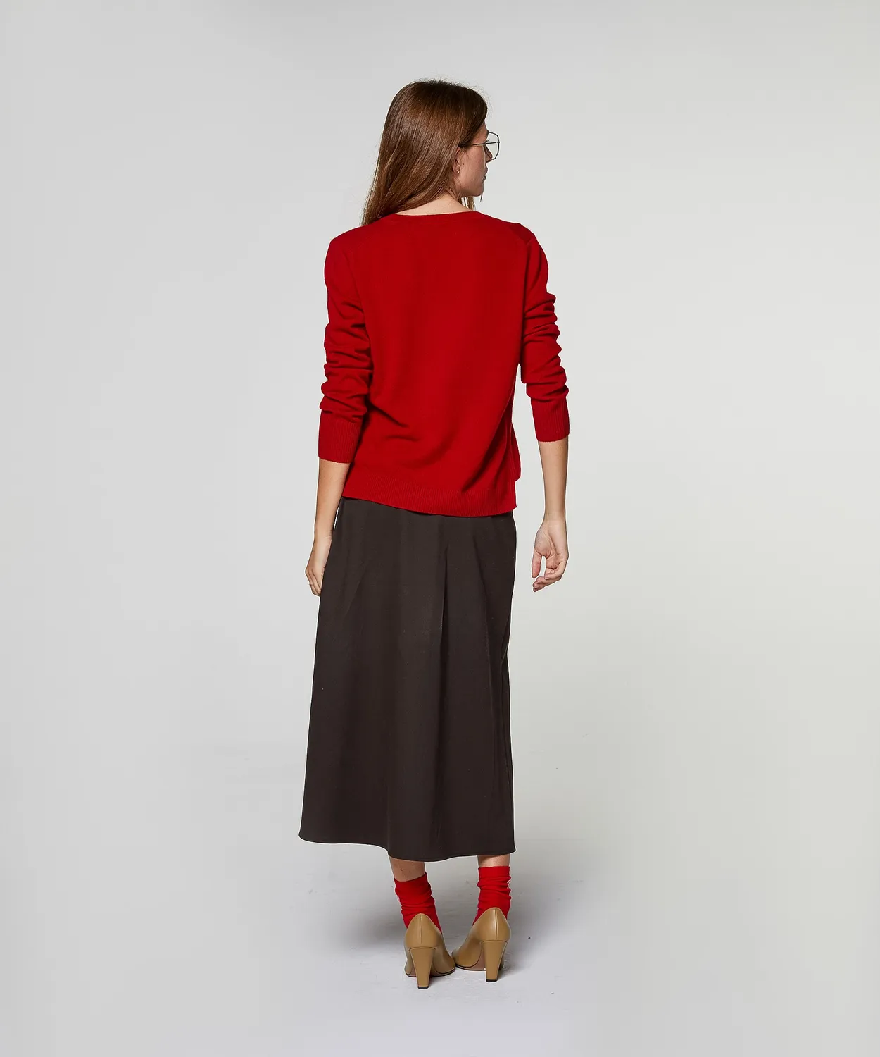 Rodier Maglia Scollo Tunisino Cashmere Donna Rosso
