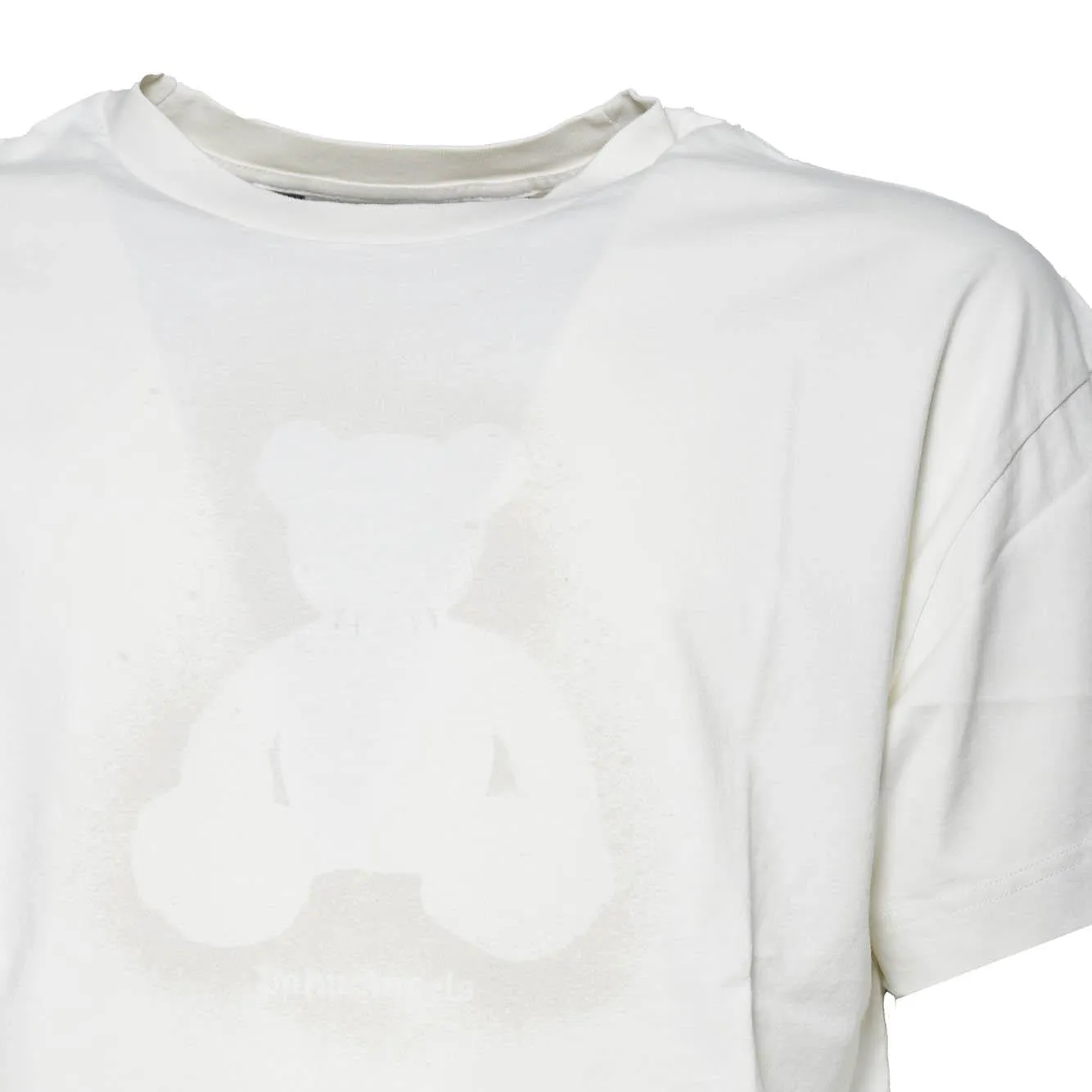 Palm Angels Spray Bear PMAA109S26JER001 t-shirt bianco grigio