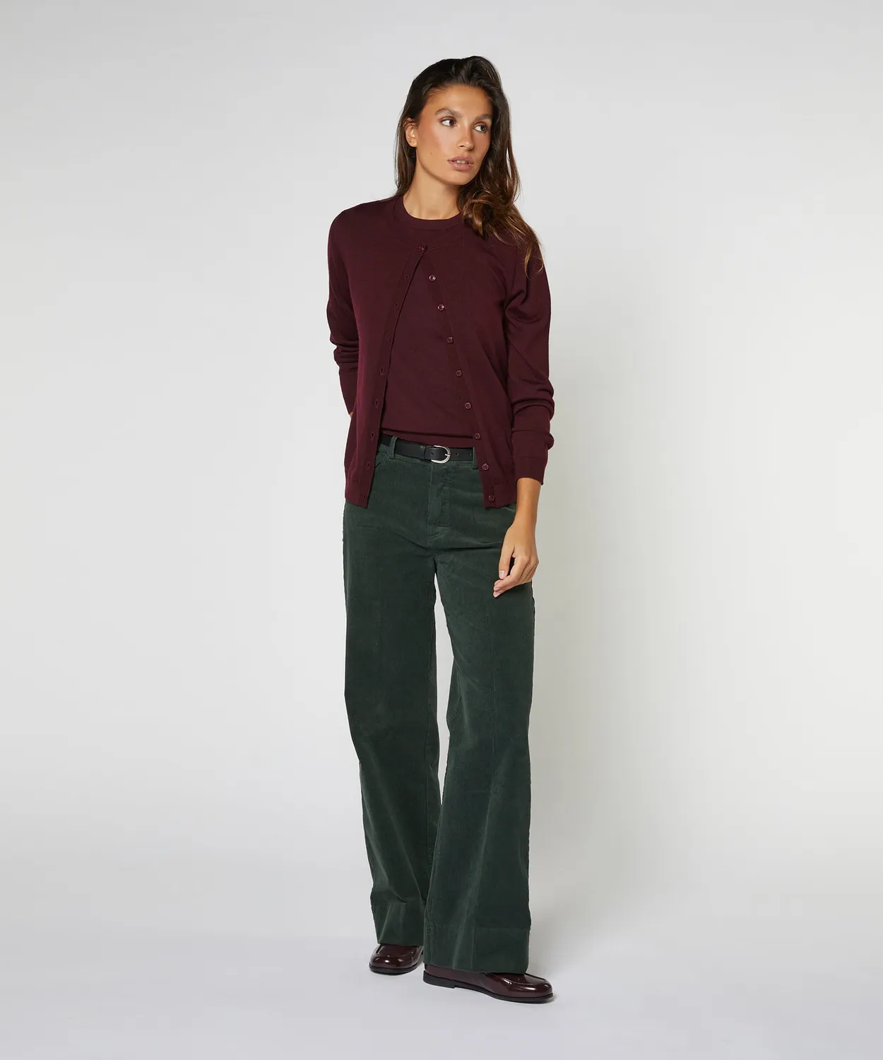 Rodier Twin-Set Donna Lana Merino Prugna Cardigan+Top
