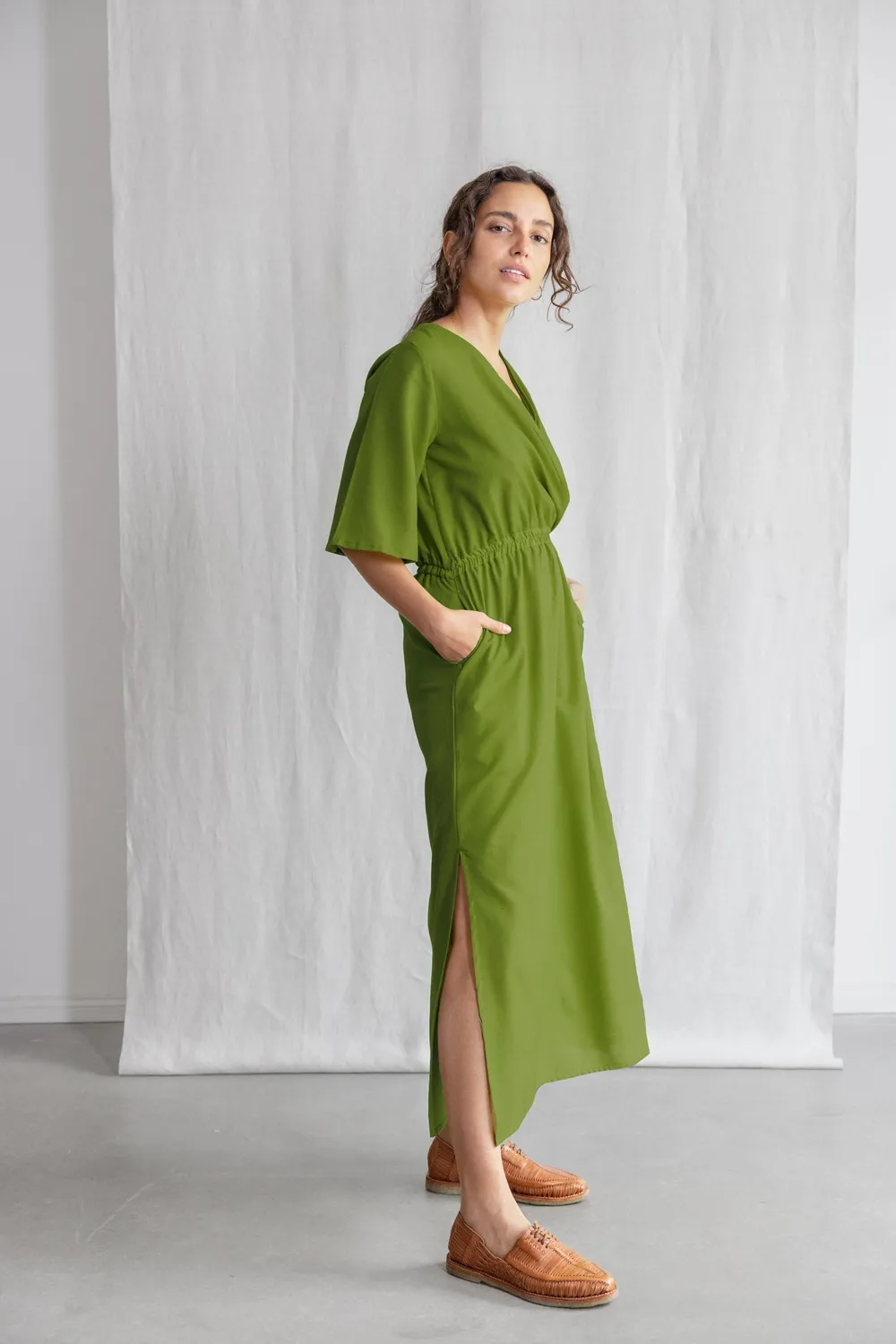 Jyoti Fair Works Vaasi vestito verde cotone biologico