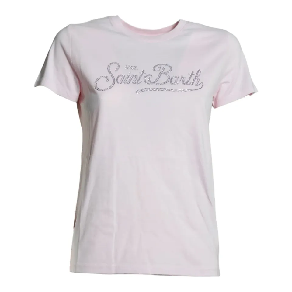 Saint Barth Elly ELLY001 t-shirt rosa cotone strass
