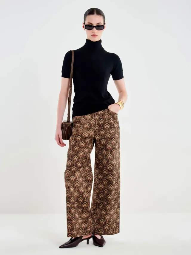 Vicolo pantalone jacquard cotone nero S