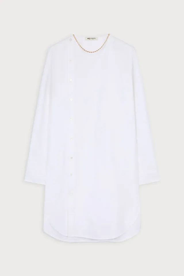 PORTS 1961 PW325DLS08 abito camicia bianco popeline cotone