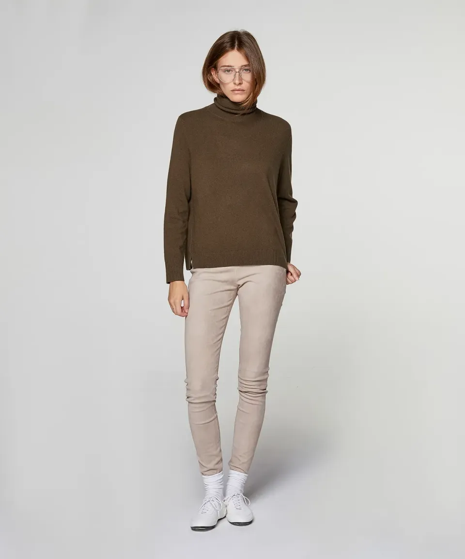 Rodier maglione dolcevita cashmere kaki collo alto