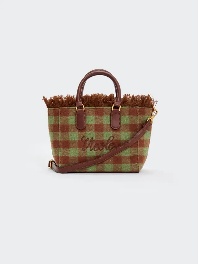 Vicolo Bristol Small borsa a mano marrone quadri