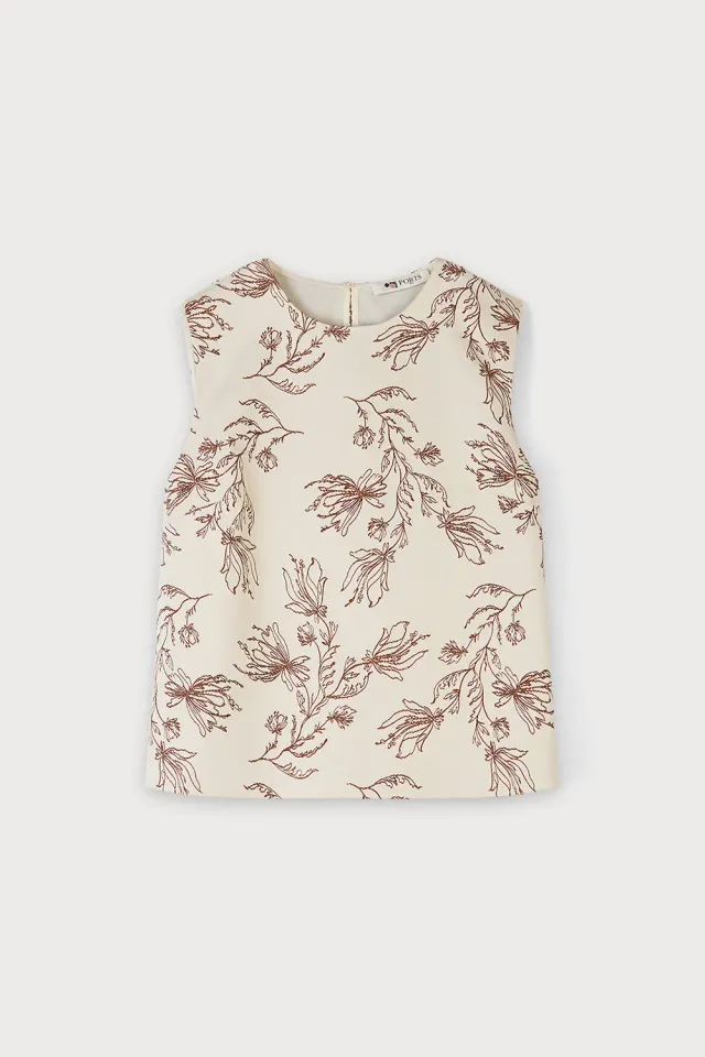 Ports 1961 Floral Embroidered top floreale smanicato
