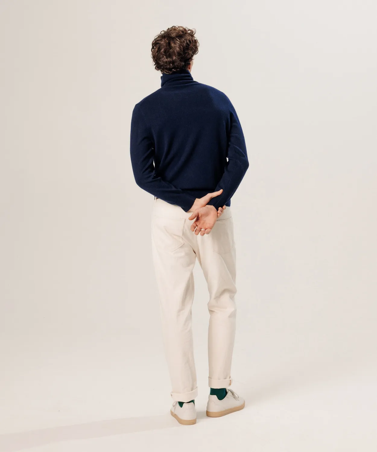 Rodier Dolcevita Uomo Cashmere Blu Notte Maglione 2 Fili