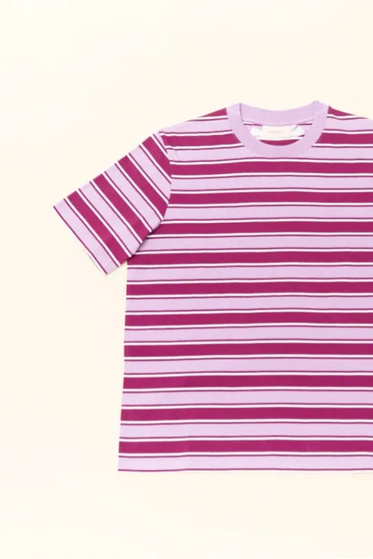 Popeia T-Shirt Cotone Rigata Melanzana Rosa