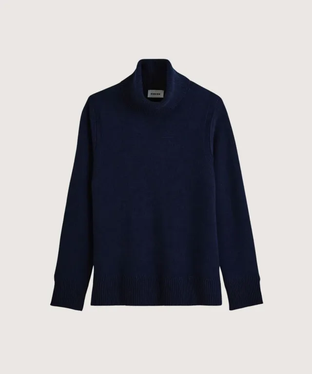 Rodier maglione dolcevita cashmere blu scuro oversize