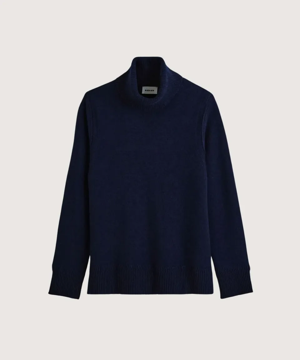Rodier maglione dolcevita cashmere blu scuro oversize
