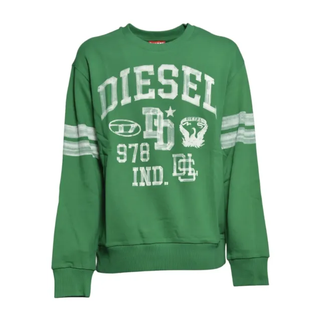 Diesel Junior Sband Over felpa verde cotone