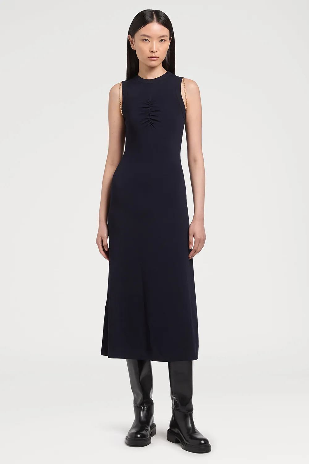 PORTS Golden Chain abito maglia blu catena oro
