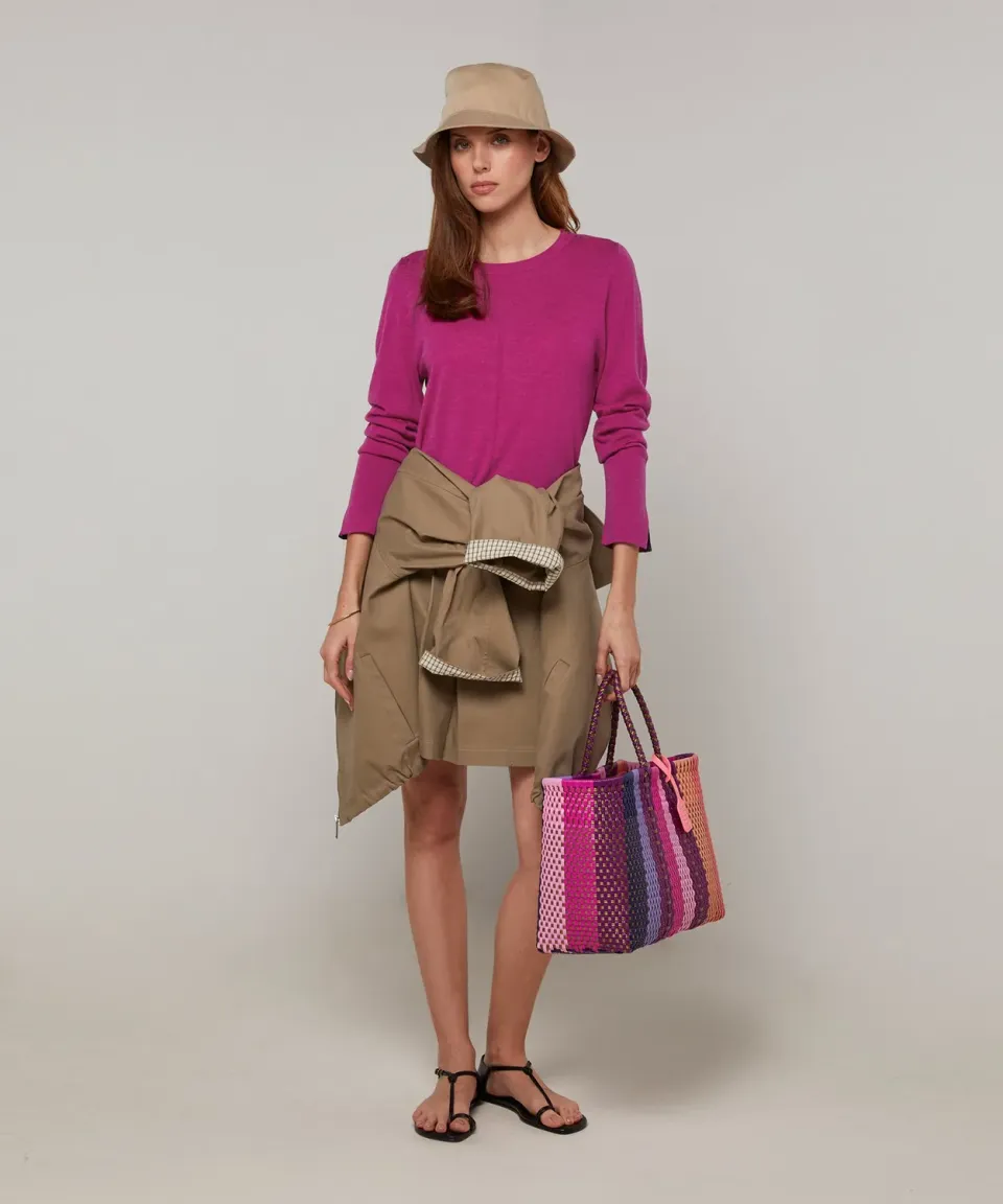 Rodier Maglione girocollo lana merinos fucsia