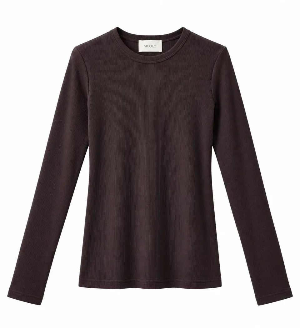 Vicolo t-shirt maniche lunghe pollice fondente