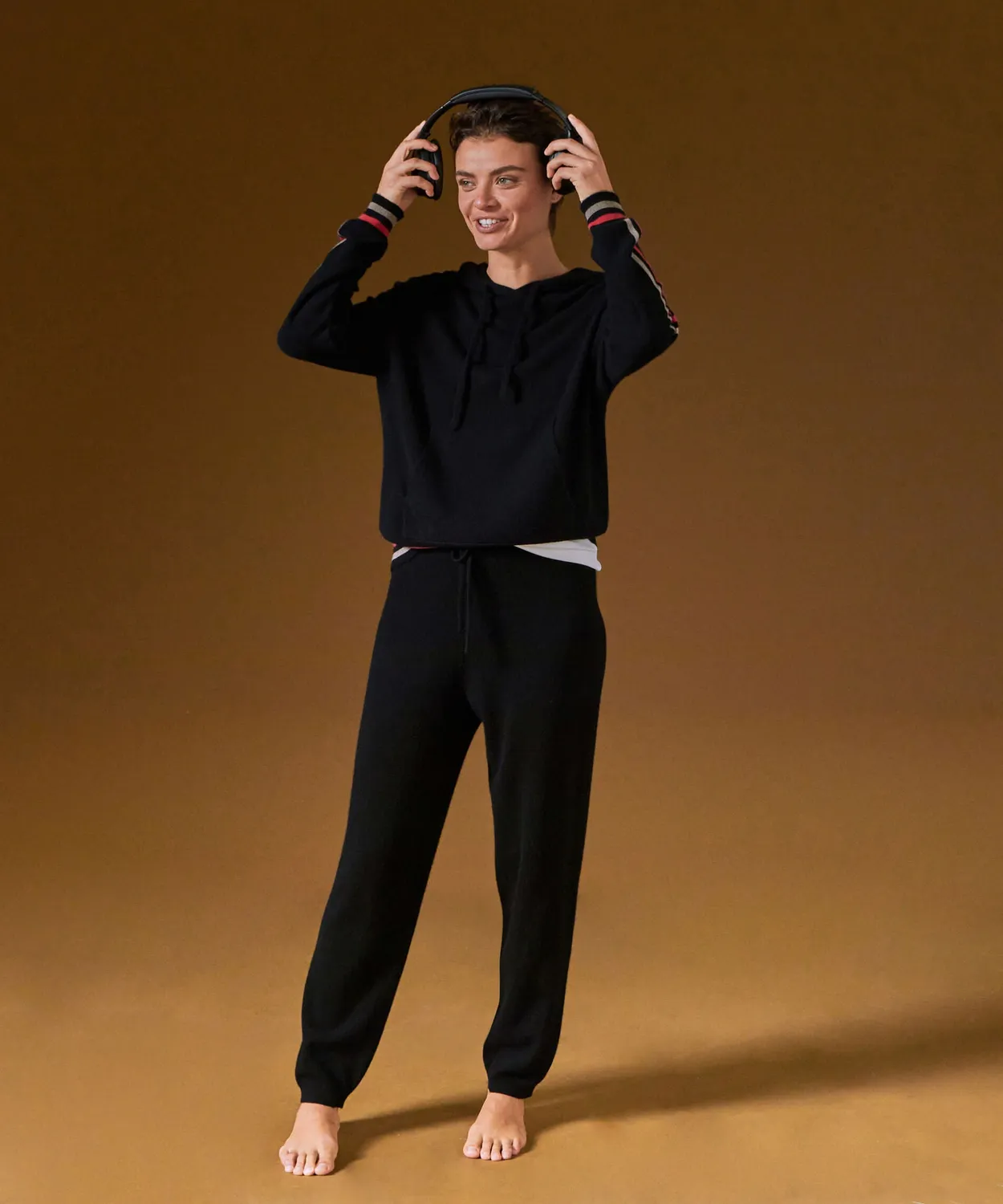 Rodier Maglione con Cappuccio in Cashmere Nero 100%
