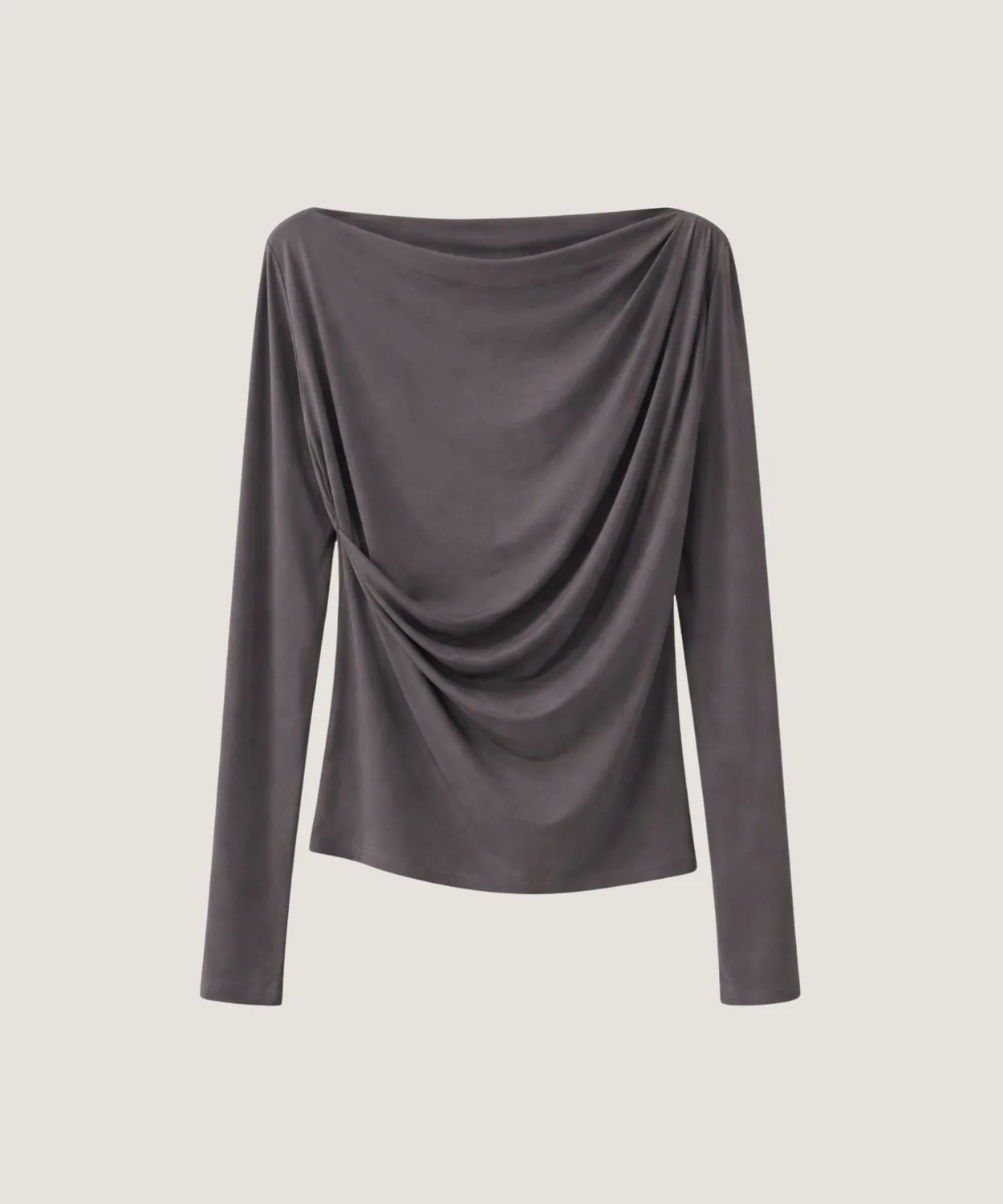 Rodier T-shirt drappeggiata maniche lunghe grigio antracite