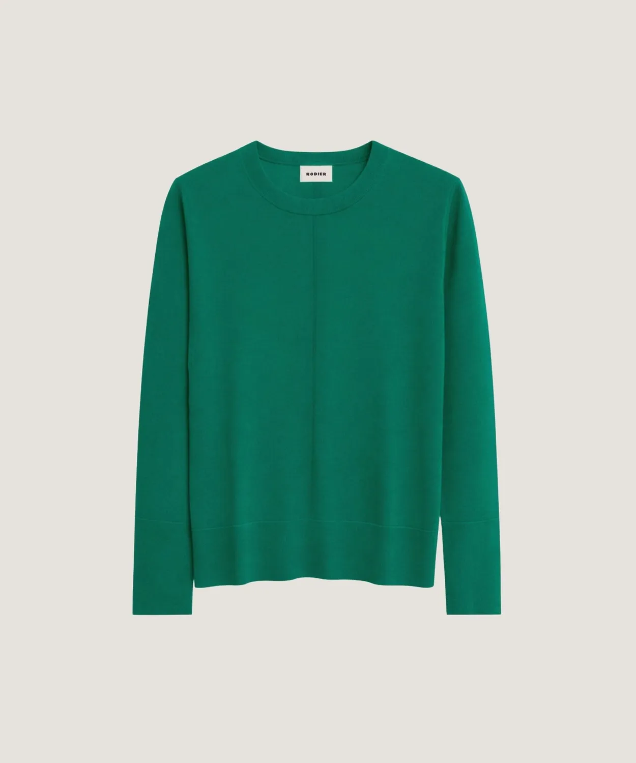 Rodier Maglione Girocollo Lana Merino Verde Smeraldo