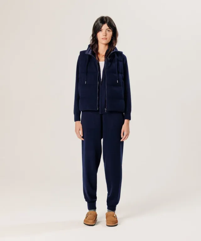Rodier piumino smanicato cashmere blu navy