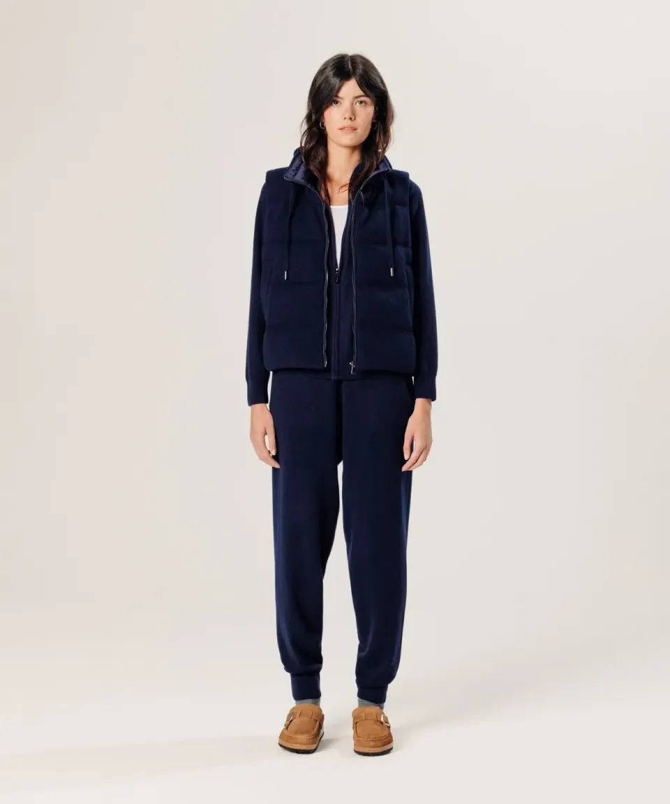 Rodier piumino smanicato cashmere blu navy