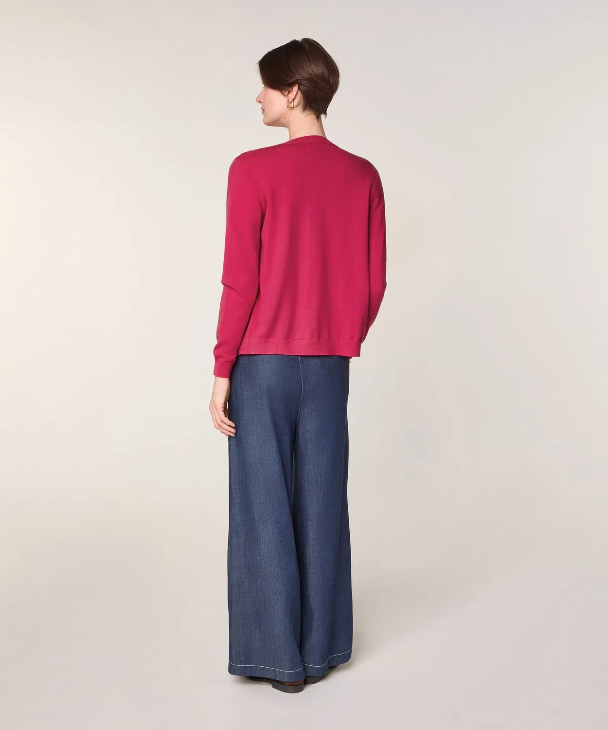 Rodier twin-set lana merino fucsia cardigan