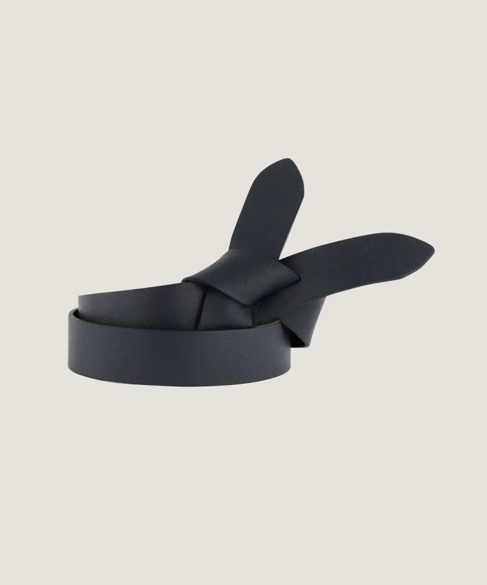 Rodier cintura da annodare pelle blu navy Made in France