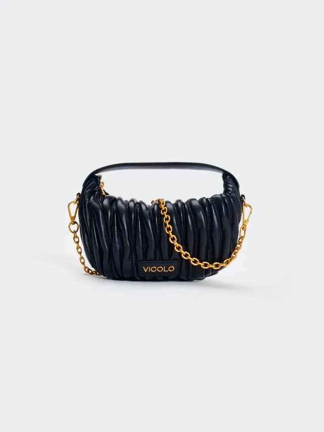 Vicolo Borsa Croissant Matelasse nera borsa mano