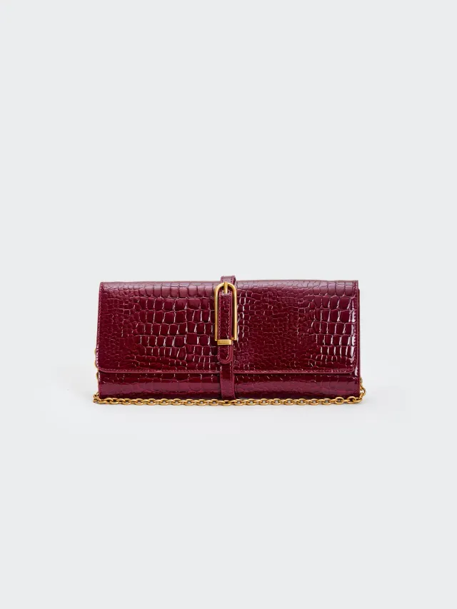 Vicolo Shibuya Belted Maxi borsa vino tracolla catena