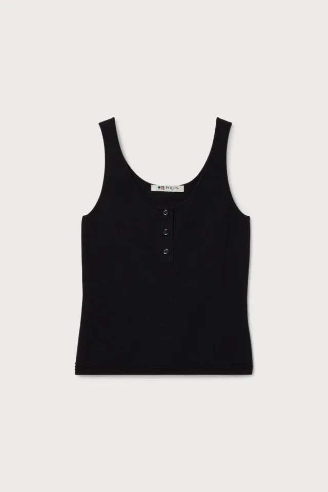 PORTS 1961 canotta lana nera scollo profondo