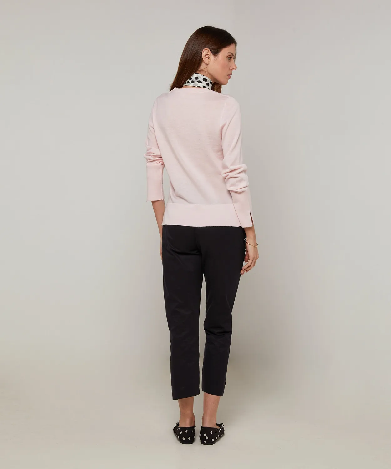 Rodier Maglione Girocollo Rosa Perla Lana Merino Fine