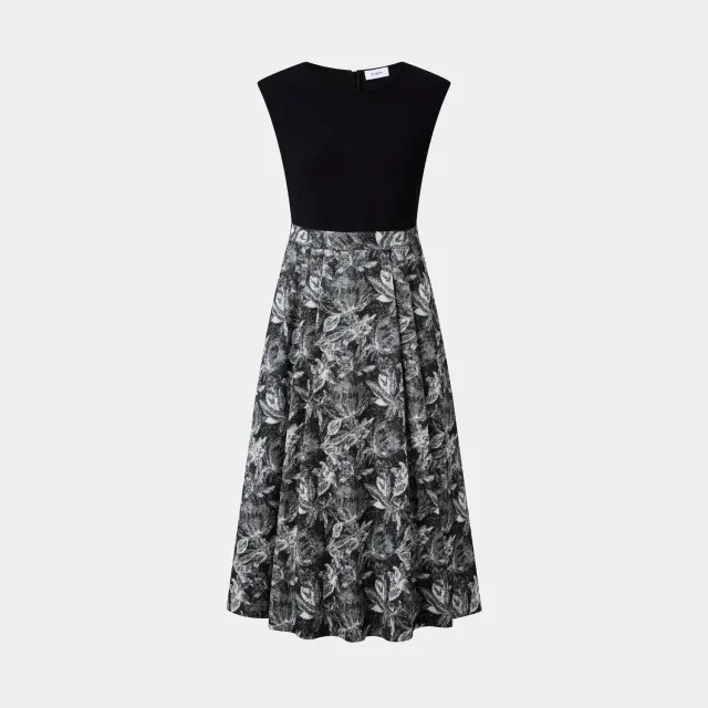 PORTS SQ9D017UFQ046 abito floreale nero svasato