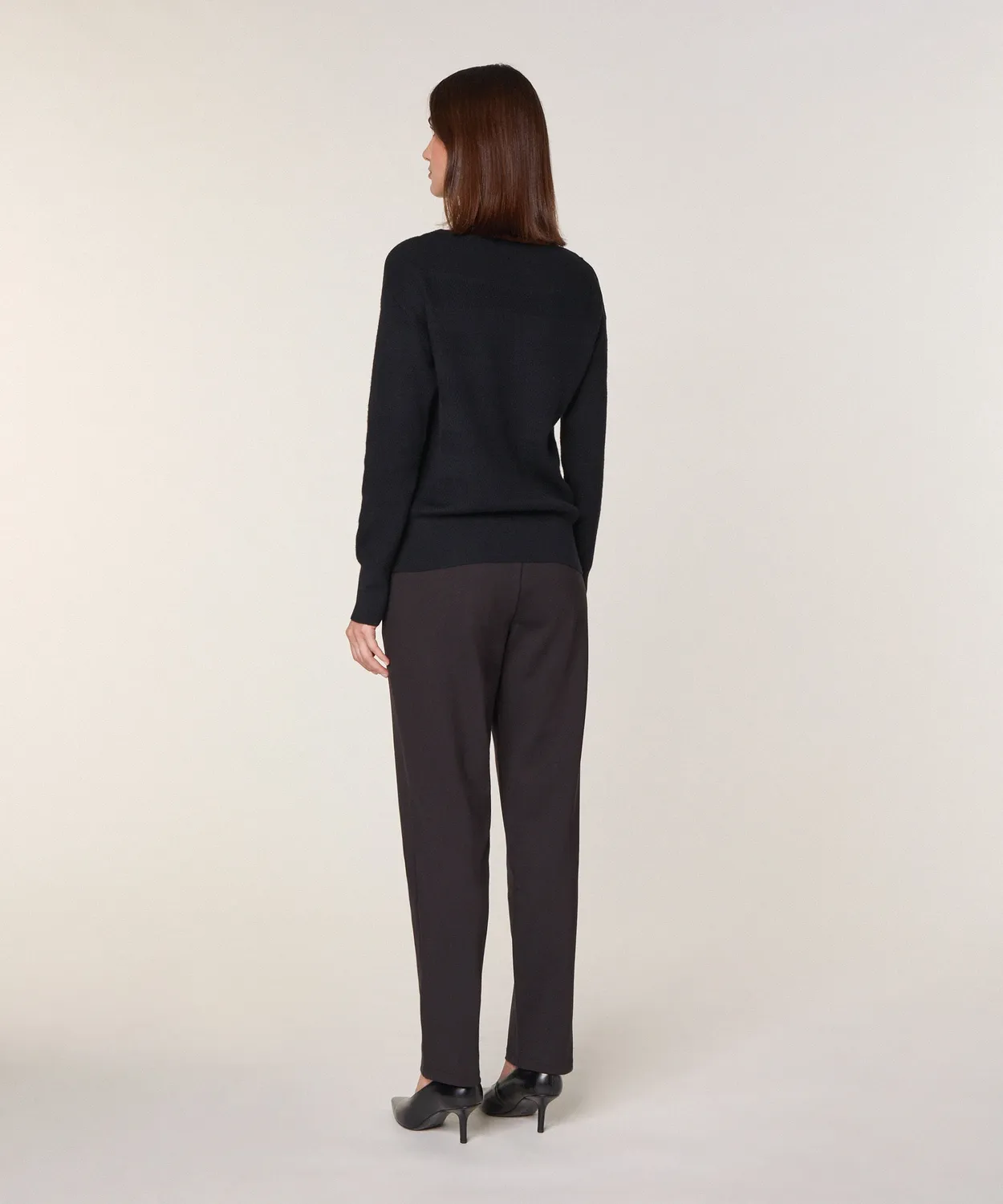 Rodier Maglione Barchetta Lana Merino Nero chevron