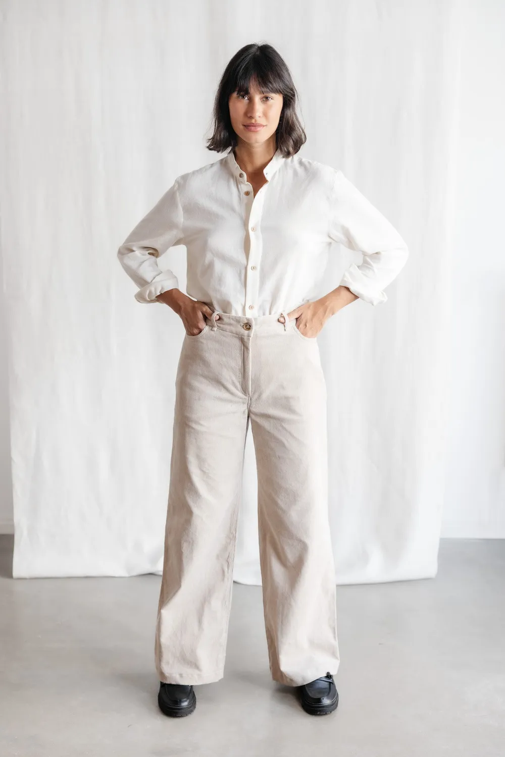 Jyoti Tushar Beige pantaloni velluto donna 34