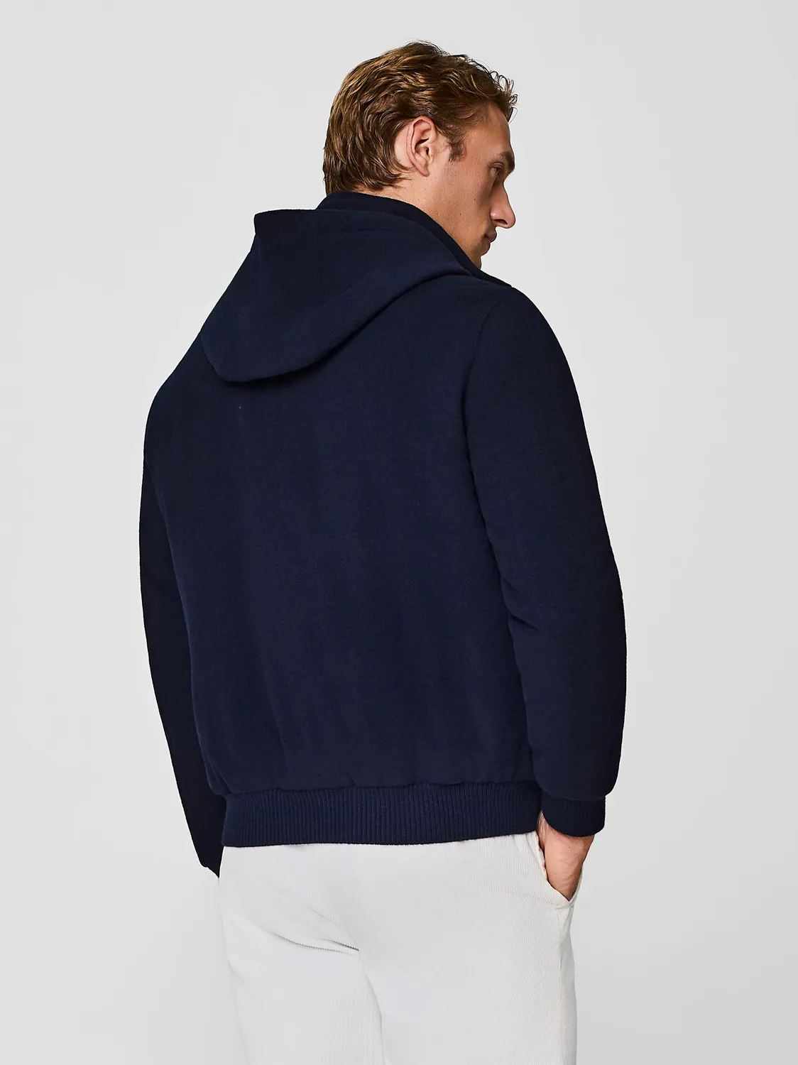 Paul Taylor Bomber Velour Lana Blu cappuccio imbottito