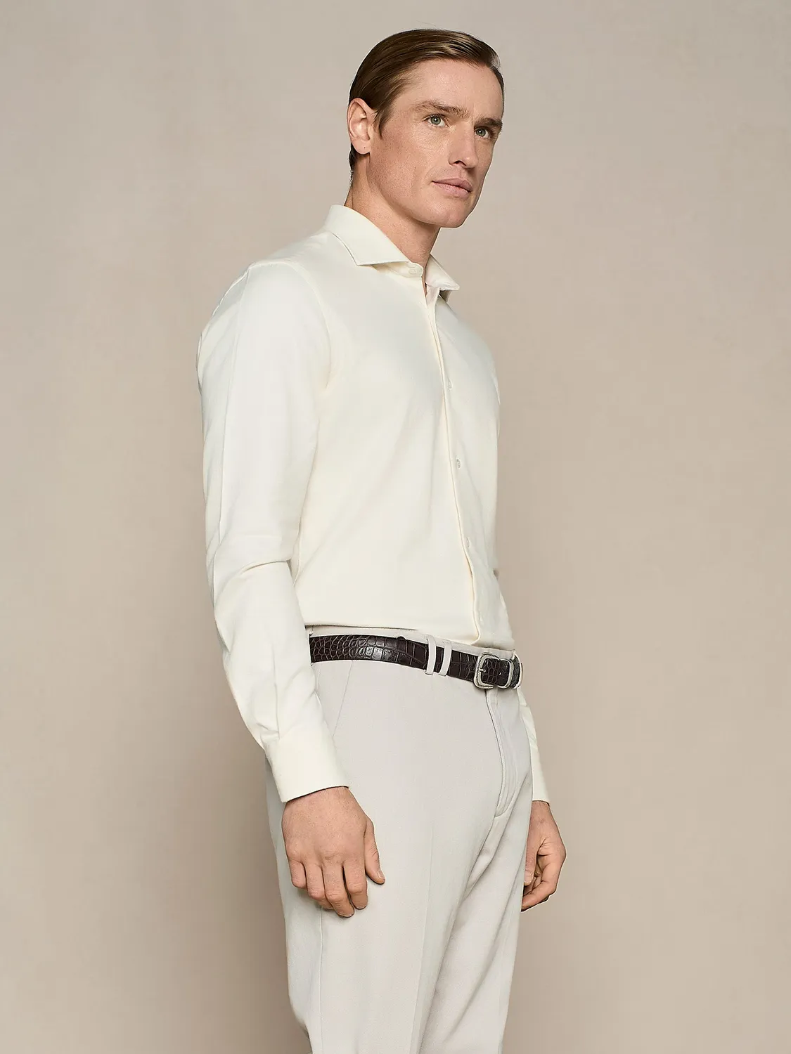 Paul Taylor camicia flanella diagonale bianco regular fit