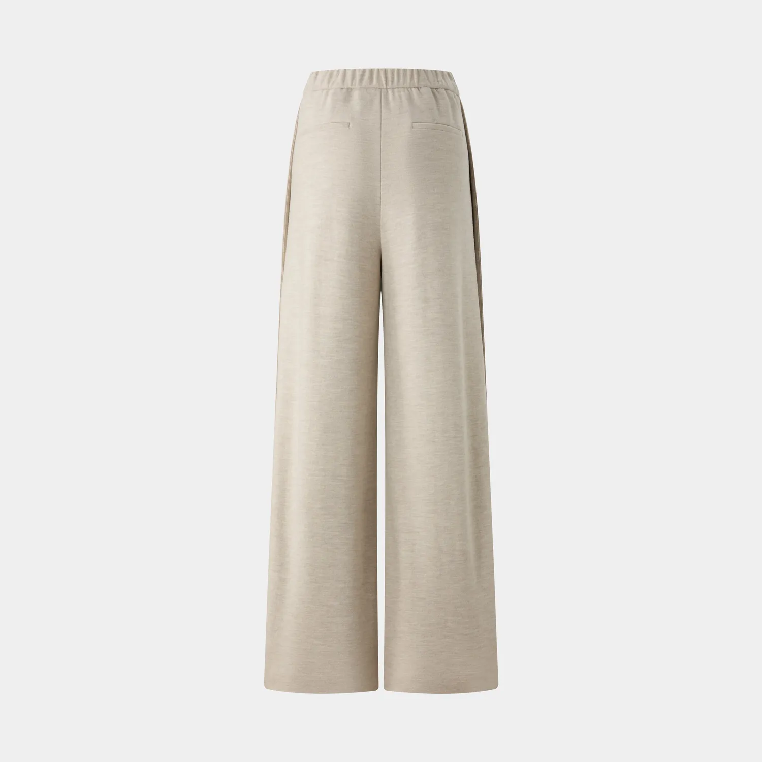 PORTS Wool-Cashmere Wide Leg Pants pantaloni avena larghi