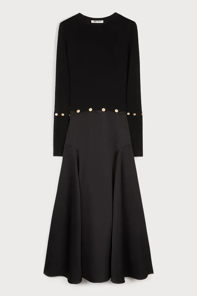 PORTS Detachable Wool Dress abito nero in maglia