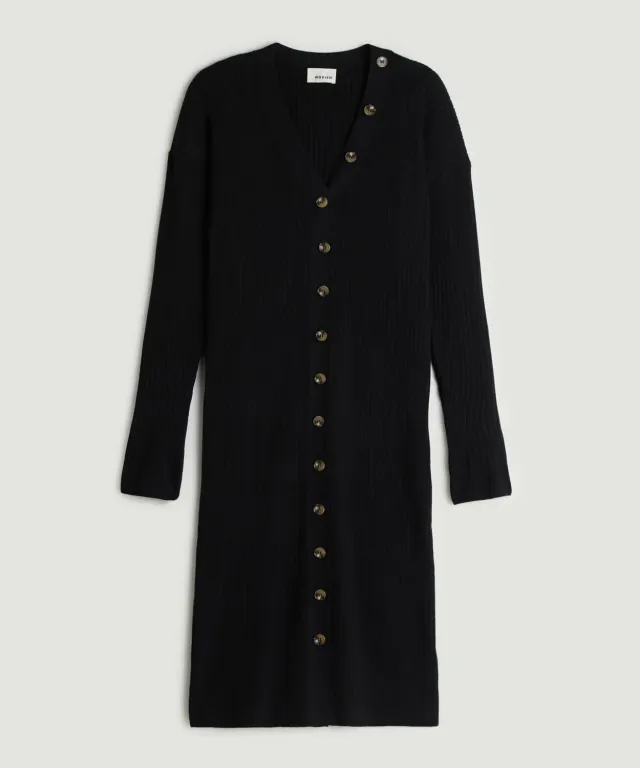 Rodier abito midi coste nero scollo V