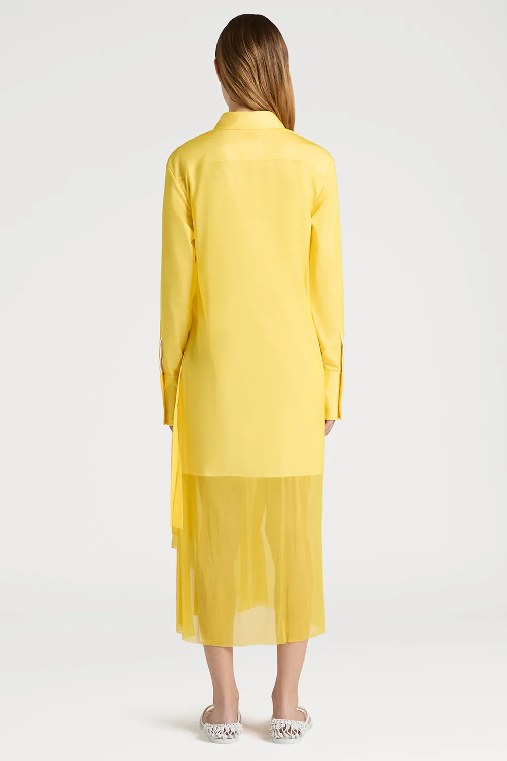 PORTS Elegance Shirt Dress vestito giallo fluido