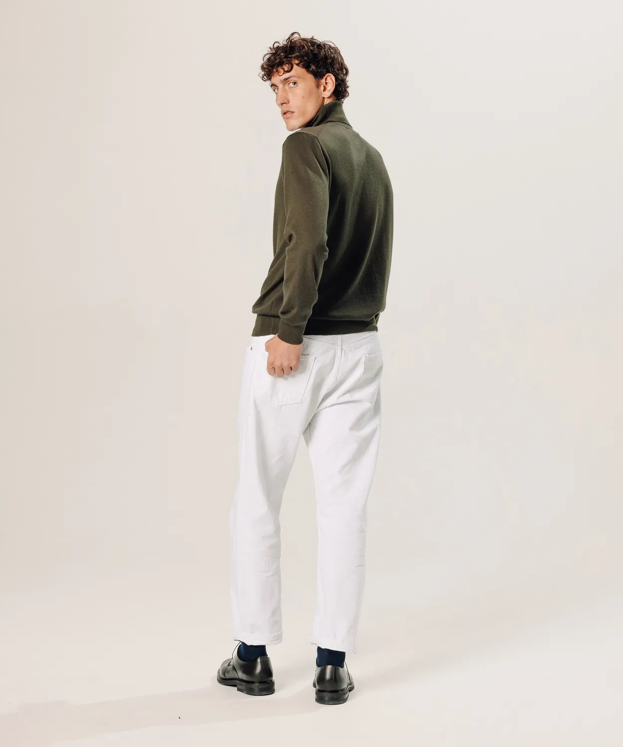 Rodier Maglione Dolcevita Lana Merino Uomo Verde Khaki