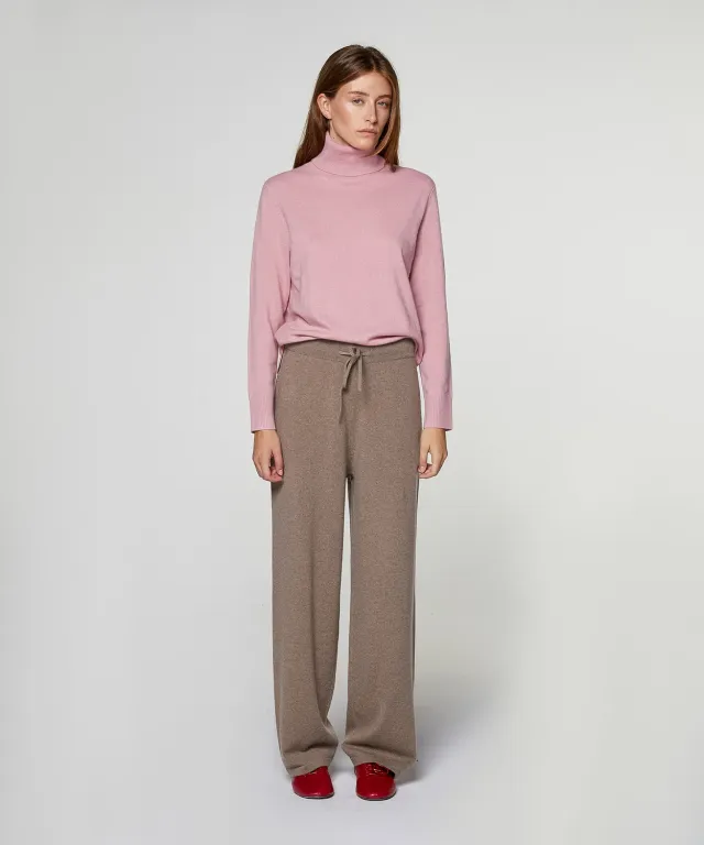 Rodier Pantaloni larghi in cashmere talpa