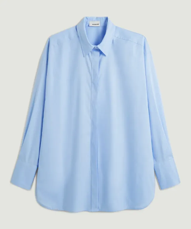 Rodier camicia oversize celeste cotone