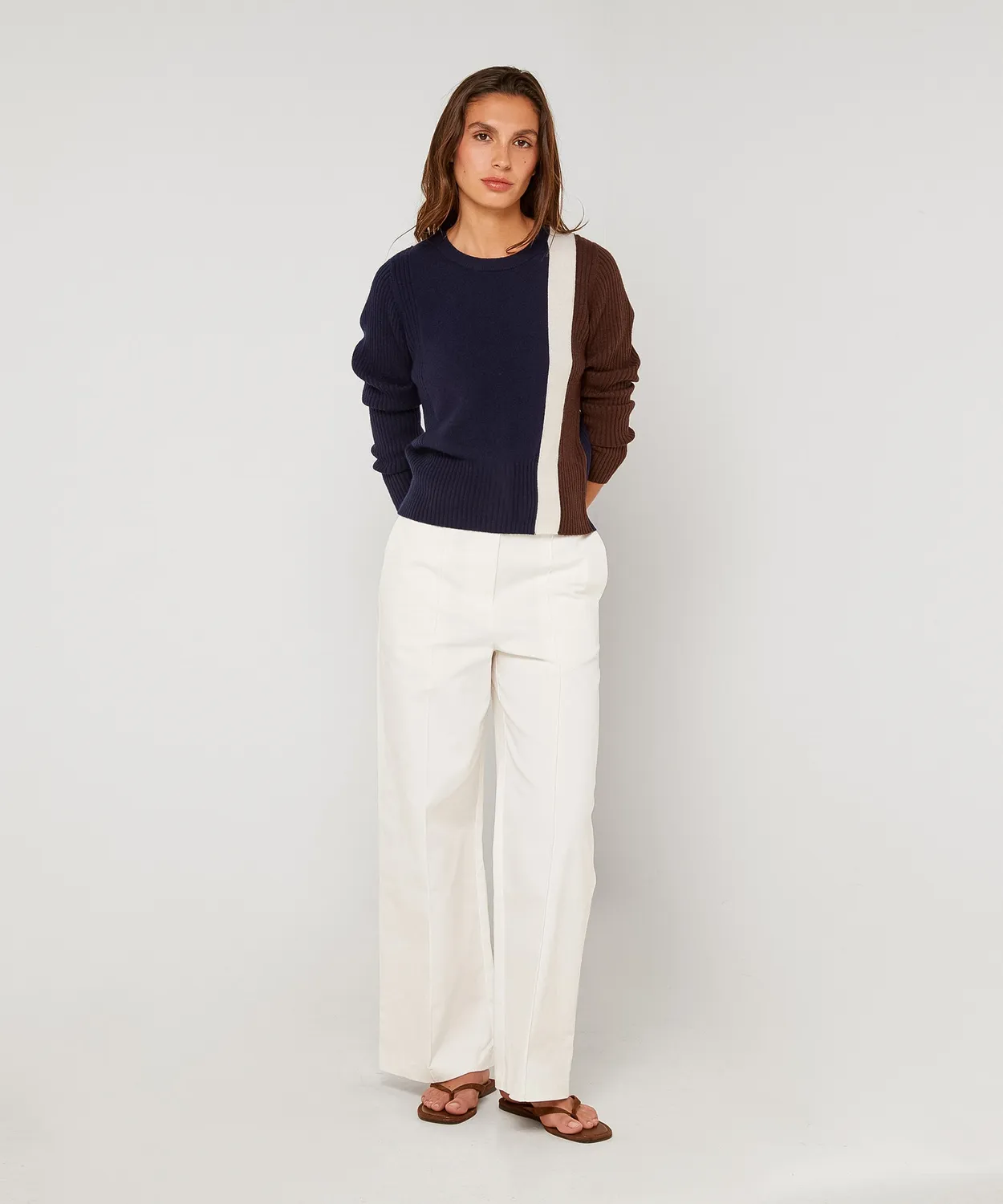 Rodier maglione maniche lunghe blu navy colorblock