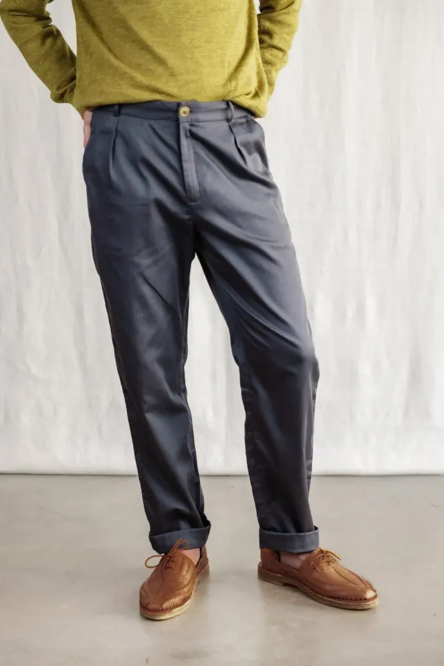 Jyoti Sameer pantaloni uomo cotone grigio scuro