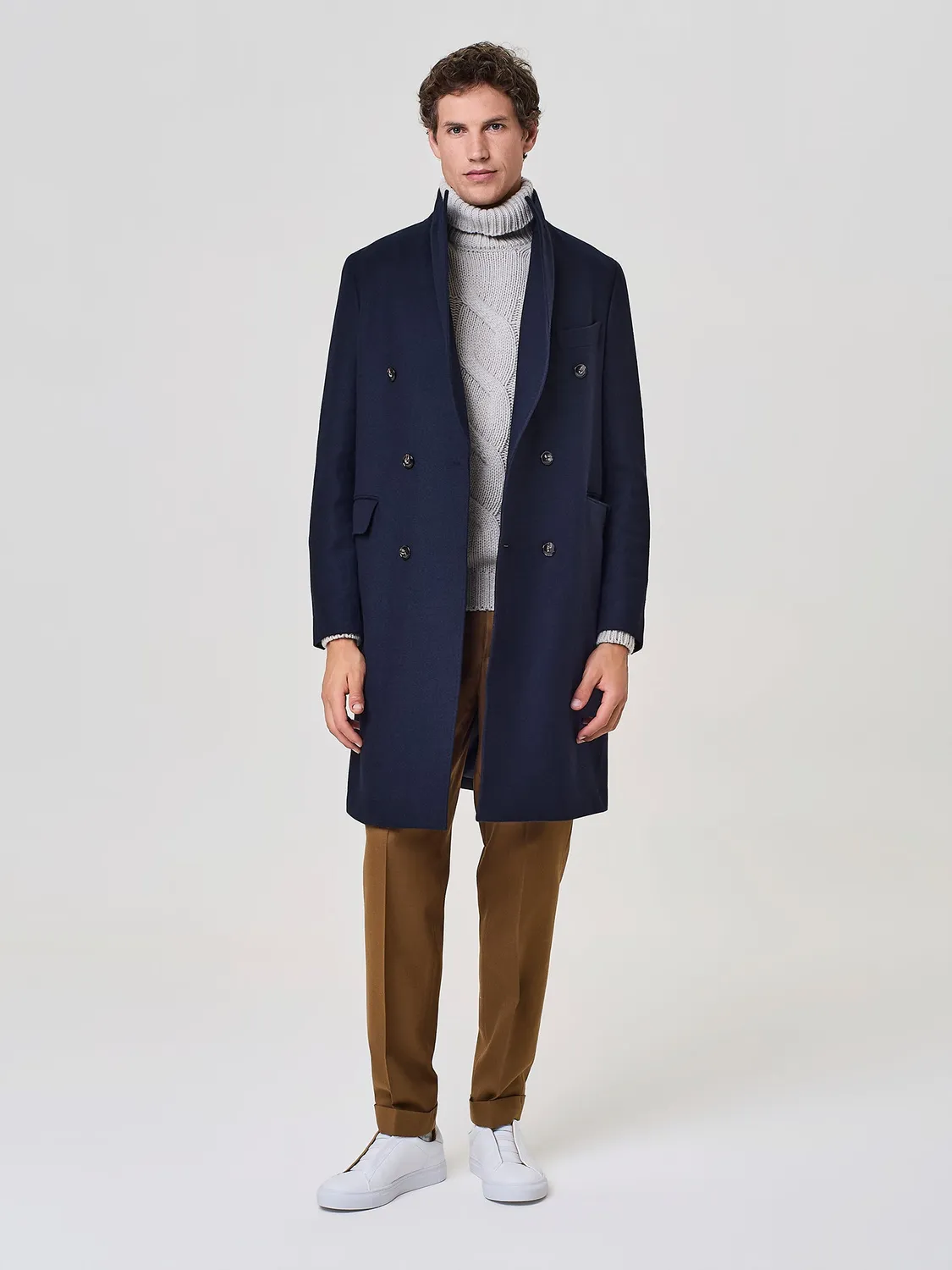 Paul Taylor Doppiopetto Misto Lana Cappotto Blu